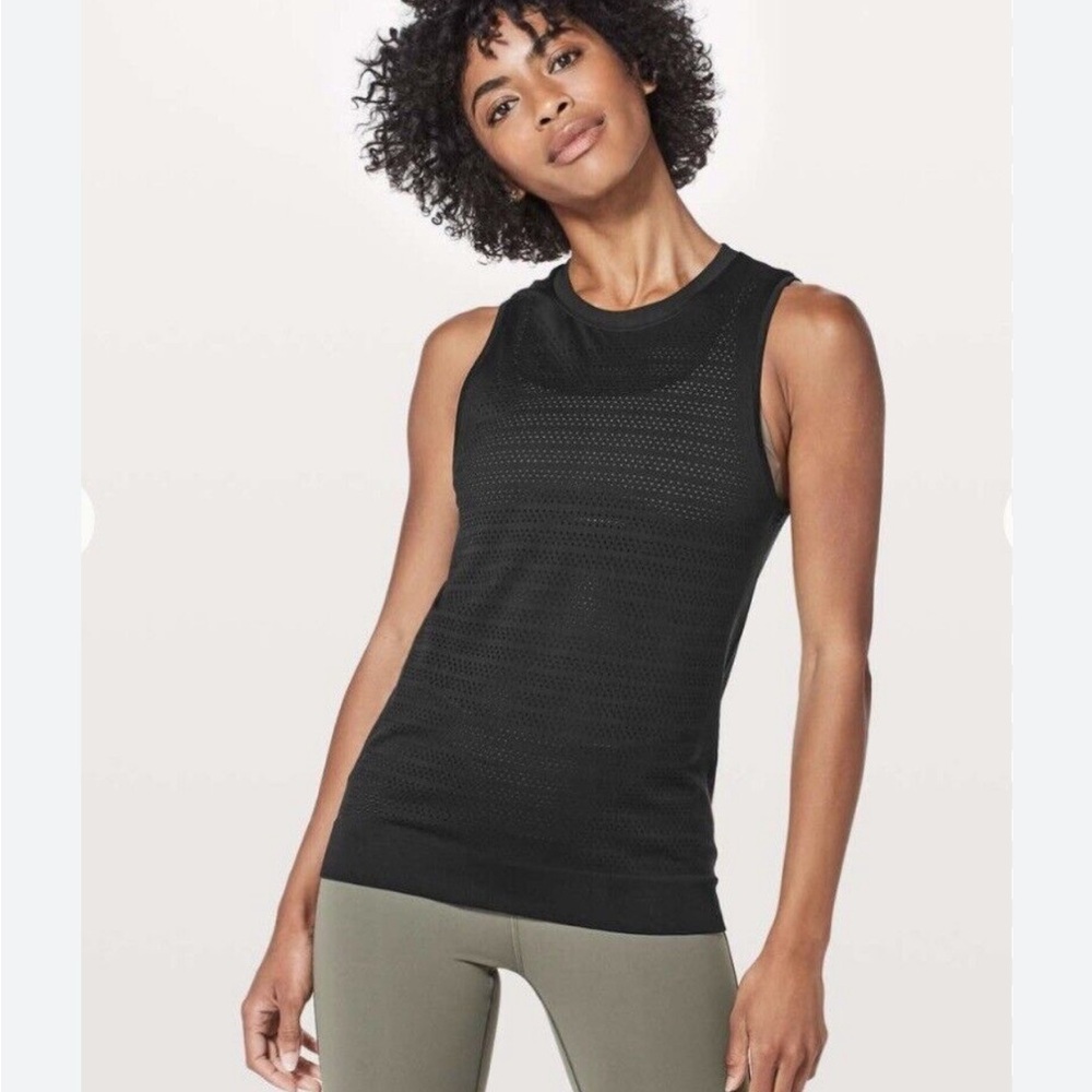 Lululemon Athletica Black Ribbed Fitted Tank Top